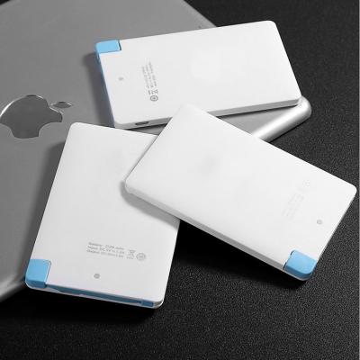 China 2600mAh Portable Credit Card Power Bank, Custom Logo Credit Card Power Bank, Built-in Cable Power Bank < 3000 mAh for sale