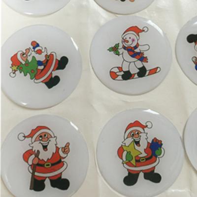 China Custom Made High Quality Waterproof Chirstmas Button Letters Character Hog Sticker Epoxy Glitter for sale