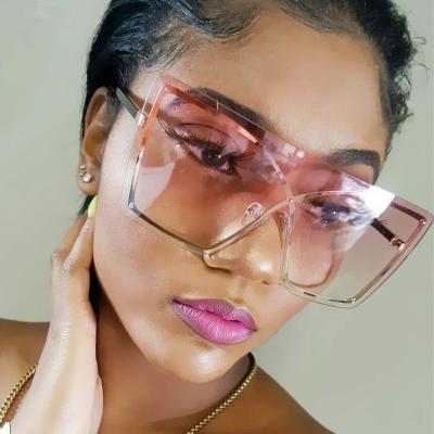 China Oversized Sunglasses Fashion 2020 Vintage Retro Shades 82221 Big Women Sun Glasses Eyewear feminino Rimless Luxury oculos de sol for sale