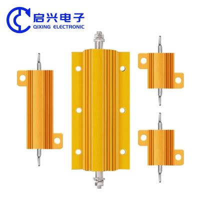 China RX24 50W 5% high power resistor aging load audio LED metal car resistor 100 ohm Gold aluminum shell resistor for sale