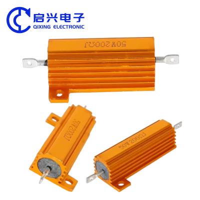 China High Voltage Power canbus Load Resistor 12V 50W 200 ohm RX24 Gold Aluminum housing resistor for sale