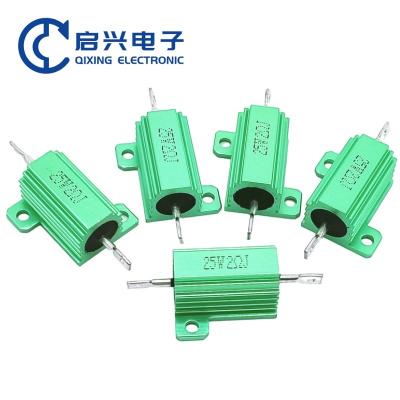 China High Power Wirewound Resistor 25w Green Metal Aluminum Case Resistor for sale