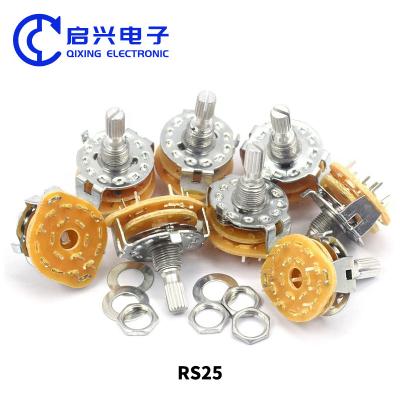 China 2pcs RS25 Potentiometer Rotary Switch 2*5 Files 10000 Cycels for sale