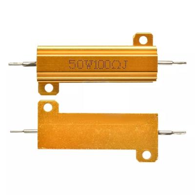 China RX24 50w 100RJ Gold Aluminum Housed Wirewound resistor High Power for sale