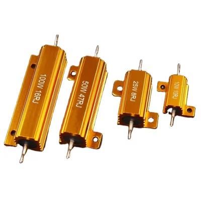 China RX24 Gold Aluminum Housed wirewound 10W 25W 50W 100W 200W Tolerance 5% Resistor resistance 100 ohms for sale