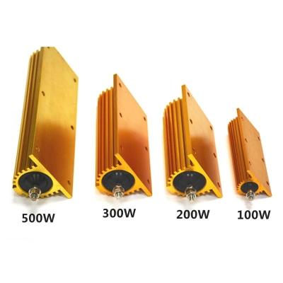 China RX24 Gold Aluminum Case Resistor High Power 25W 50W 100W 200W 300W Car Current Limiting Load Element for sale