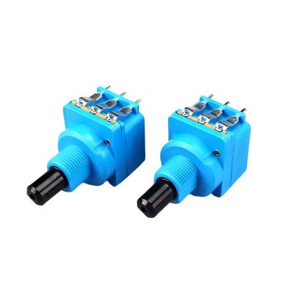 China Série WH116AK Potenciômetro de controlo duplo dimmer B500K de 5 pinos com interruptor rotativo com comprimento de manobra de meio eixo de 16 mm à venda