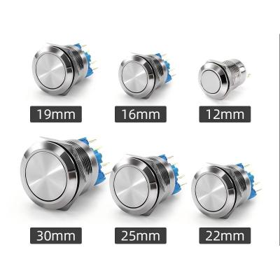 China bonens 19mm Stainless Steel Momentary Self-reset 1NO Waterproof Metal Push Button Switch Power LED Light 36V 2A for sale