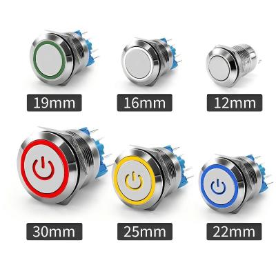 China 12mm Marine Waterproof Push Button LED Switch 12V Light Electronic Push Button Switches Spdt Metal Push Button S Te koop