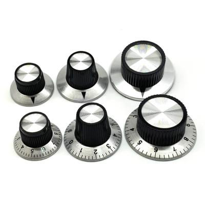 China Silver Aluminum Knob 37mm Diameter With Number 0-10 Shaft Hole 6.4MM Knob for sale