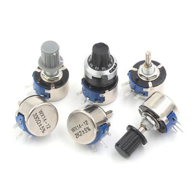 China WX14-12 3w single coil wirewound adjustable potentiometer 1k 2k2 4k7 10k 22k with 4mm knob for sale