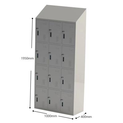 China Cold Rolled Steel Plate Cheap Price Durable Storage Slanted Roof Metal Lockers Staff Wardrobe Metal Locker Style Storage Cabinet for sale