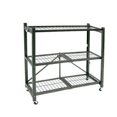 China Traditional Home Garage / Warehouse Iron Storage Rack With Wheels Metal Shelf Storage Rack for sale