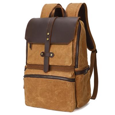 China Travel Large Capacity PORTABLE Canvas Backpack Match Outdoor Genuine Leather Vintage With Laptop for sale