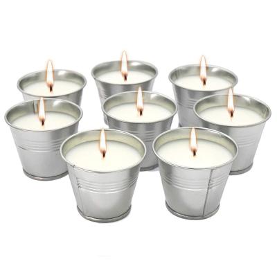 China Hot Can Bucket Citronella Oil Wax Weddings 8-1 Soy Outdoor Mosquito Repellent Scented Candles for sale