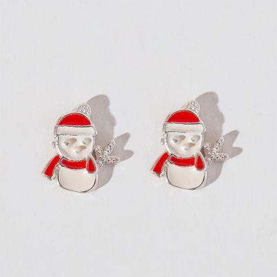 China New Cute Christmas Earrings Fun Rivets 925 Sterling Silver Earrings Deer Decoration Fashion Ornaments Christmas Character Earrings for sale