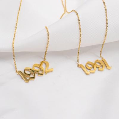 China Famous Brand Stainless Steel Vintage Birth Year Pendant Necklace Customized Polished Digital Necklace Wholesale for sale