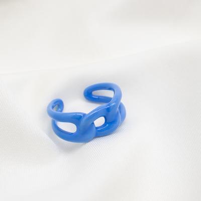 China 2021 Summer New Design Environmental Protection Open Ring Casual/Sporty Blue Epoxy Stainless Steel Ring for sale