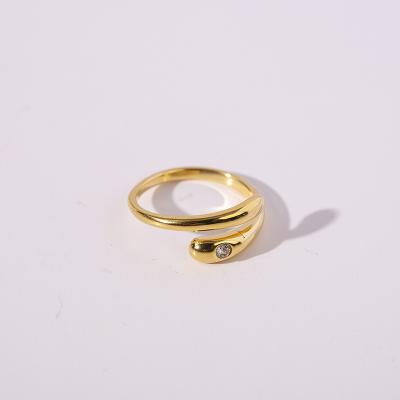 China FASHIONABLE geometric lines zircon minimalist ring female gold plated index finger open ring for sale