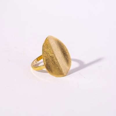 China Vintage Punk Matte Gold Irregular Shield Ring Minimalist 18k Stainless Steel Ring Gold Plated Jewelry for sale