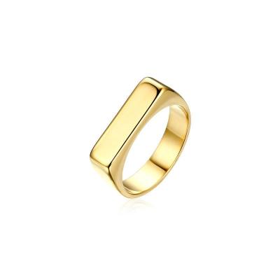 China Waterproof Punk Retro Appreance Exquisite Minimalist Oval Flat Ring 18k Gold Plated Stainless Steel Ring For Men And Women for sale