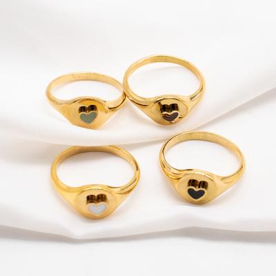 China Romantic Love 3D Joint Three-Dimensional Heart Ring Stainless Steel 18k Gold Drop Luster Environmentally Friendly Ring for sale