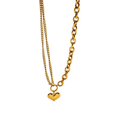 China Wholesale CLASSIC Customized 18k Stainless Steel Double Gold Plated Heart Pendant Necklace Jewelry for sale