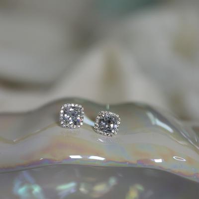 China New 925 Sterling Silver Hot CLASSIC Cheap Luxury Sparkle Stud Earrings Diamond Gemstone High End Jewelry Retro Crystal Stud Earrings for sale