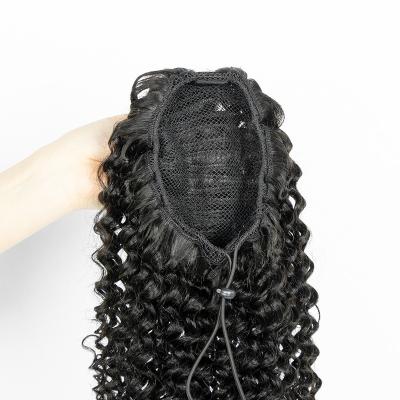 China Good Quality Wholesale 12a X-Ring Hair Natural Afro Kinky Curly Ponytail Hair Extensions for sale