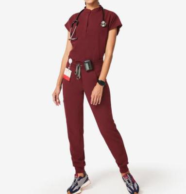 China Newly Comfortable Launch Scrubs Uniforms Sets Joggers Hospital Uniforms Polyester Rayon Spandex Medical Stretch Fabric Scrubs Set for sale