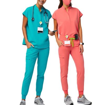 China Comfortable Jogger Style Top&pants Women Wholesale Hospital Navy Blue Uniform Best Nursing Scrub Multicolor Scrub Sets Nurse Scrub Suit for sale