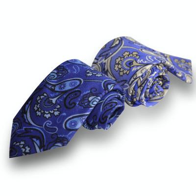 China Classic Fashion Style Fashion Printing Hot Sale Royal Blue Mens 100% Wool Ties for sale