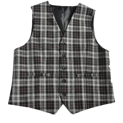 China New Classic Style Check Stripe Business Waiters Classic Men's Wool Vest for sale