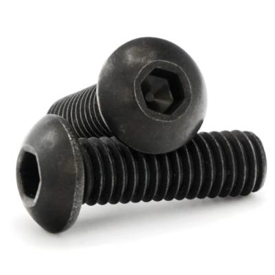 China NXF ISO7380 Standard Carbon Steel AISI 1074 M1-M12 Round Head Black Hex Screws Button Head Threaded Socket Bolts for sale