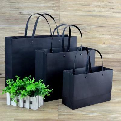 China Recyclable Black Paper Bags With Handles 22x17x10cm Party Paper Bulk Christmas Gift Resealable Shopping Bag Bags for sale