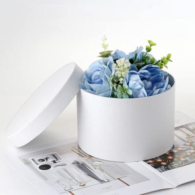 China DVI Recyclable Simple Round Flower Boxes With Lids Bulk For Birthday Plain Paper Tube White Back Rose Custom Logo Cylinder Packaging Box for sale