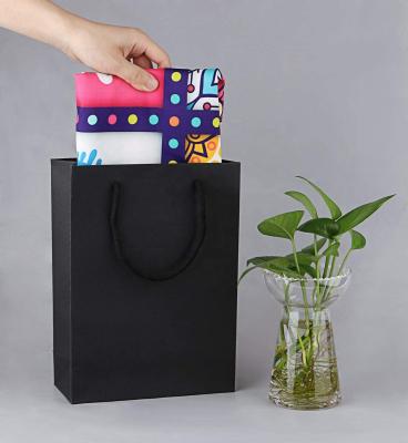 China Recyclable Black Gift Bags Kraft Paper With Handles 200 Pcs Heavy Duty Matte Tote Paper Bags For Party Apparel Shopping Retail Outlets for sale