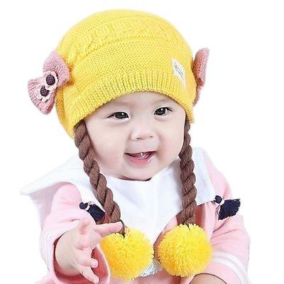 China COMMON baby girl hat wig braid princess spring woolen Korean version and autumn winter baby hat for sale