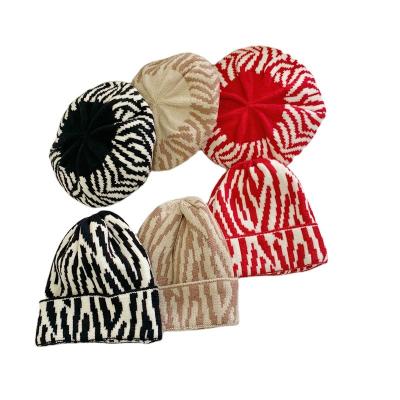 China COMMON children's wool hat knit hat for baby zebra pattern winter 2021 new baby knitted hats for sale