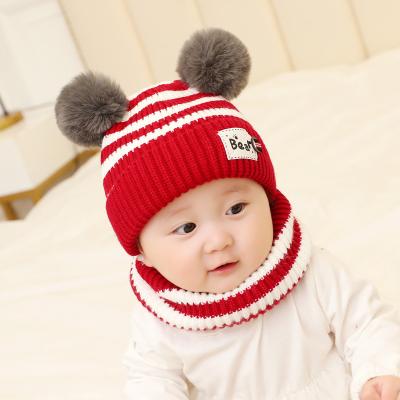 China COMMON hairy Korean version of baby hat princess winter autumn winter and winter baby hat plus velvet scarf tide for sale