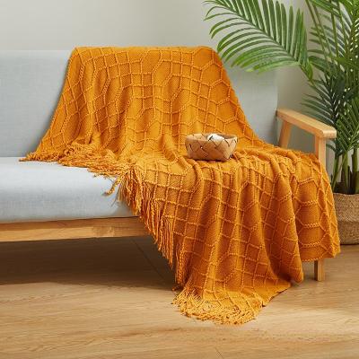 China Nordic Modern Simplicity Knitted Blanket Winter Office Sofa Nap Blanket Solid Color Wool Sofa Blanket Tail Blanket Bed Cover Blanket for sale