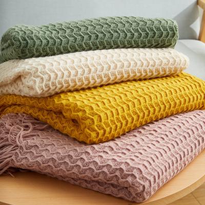 China New Modern Simplicity Sofa Blanket Blanket Bed End Blanket Knitting Air Conditioning Tassel Border Wool for sale