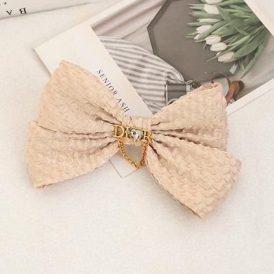 China Comfortable Soft And Beautiful Bow Hair Clip Rhinestone Chain Top Hair Accessory for sale