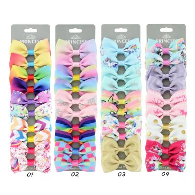 China Cozy 10 A Card Rainbow Gradient Color Unicorn Headdress Fish Scale Bowknot Children's Headdress Baby Hairpin for sale