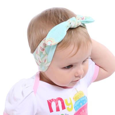 China Baby Printing Rabbit Ear Kids Headband Cozy Baby Tied Headband Headwear for sale