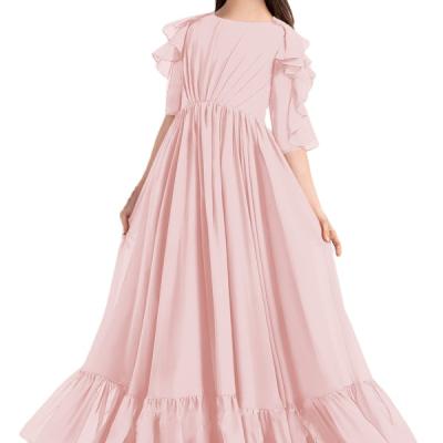 China Chiffon Junior Bridesmaid Dress With Cascading Anti-Static Ruffles for sale