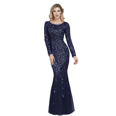 China Breathable Long Sleeve Around Neck Banquet Fishtail Evening Dress for sale