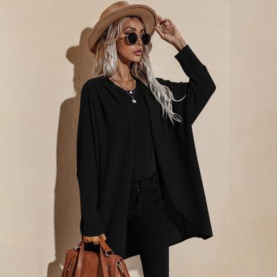 China Anti-Wrinkle Solid Color Mid Length Long Sleeve Sweater Jacket Women for sale