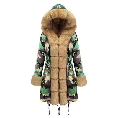 China Reversible Plush Warm Thickened Middle And Long Cotton Coat Wool Collar Coat for sale