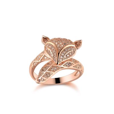 China Cute Women's S925 Sterling Silver Fox Open Ring Simple Cute Women's Retro Zircon Setting Cold Wind Exaggeration J Ring for sale